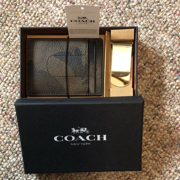 🆕 Coach 3 n 1 Camouflage Card Case Money Clip Set - Picture 3 of 6